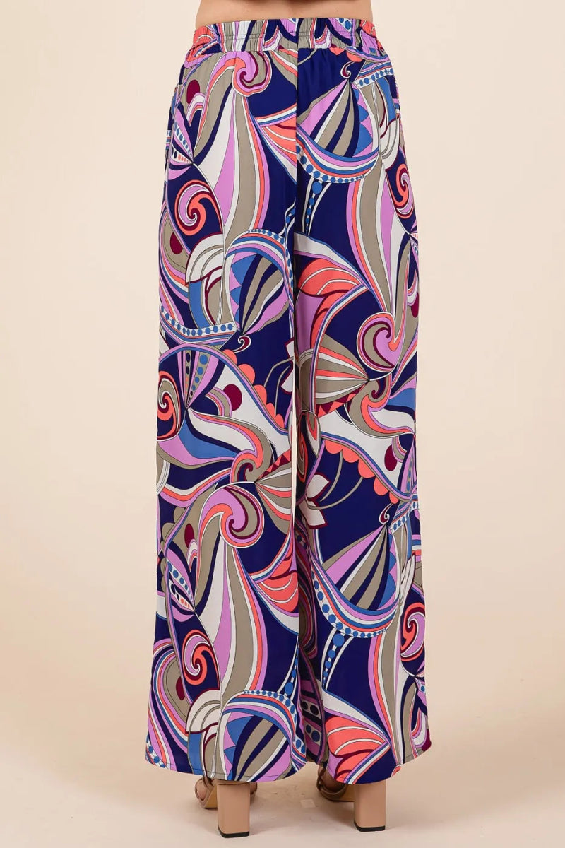 Mittoshop Abstract Print Elastic Waist Wide Leg Pants for Women - Love Salve