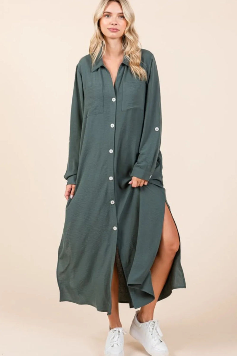 Mittoshop Airflow V-Neck Long Sleeve Maxi Dress for Women - Love Salve