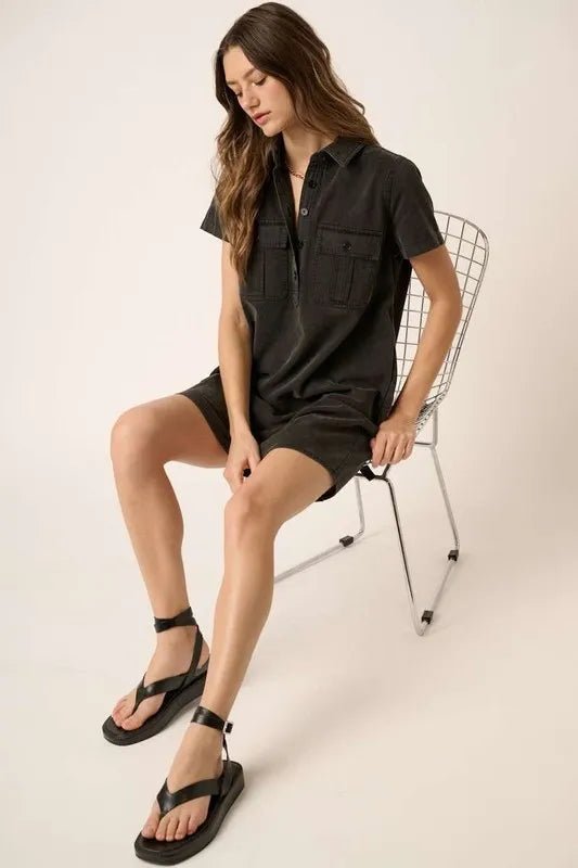 Mittoshop Button Detail Collared Neck Short Sleeve Dress - Love Salve