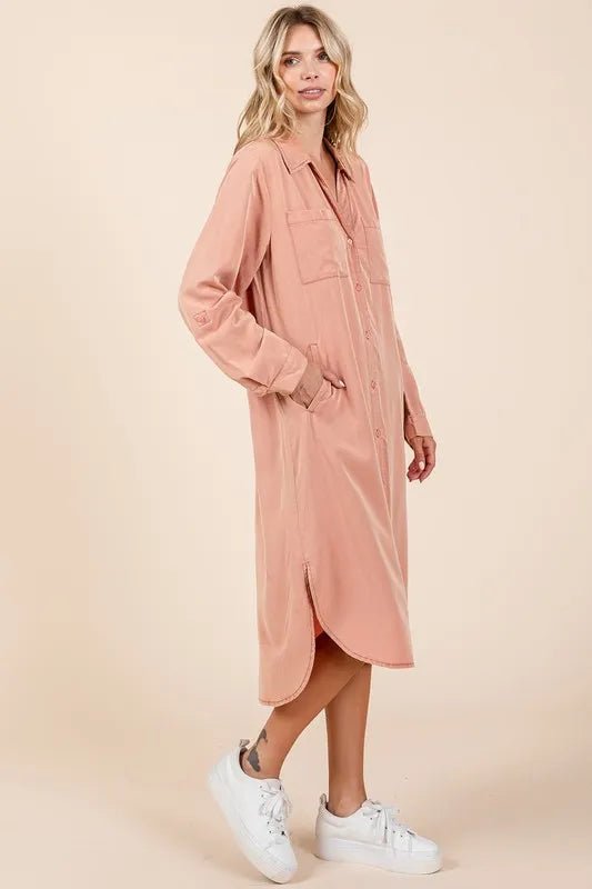Mittoshop Button Down Long Sleeve Shirt Dress for Women - Love Salve