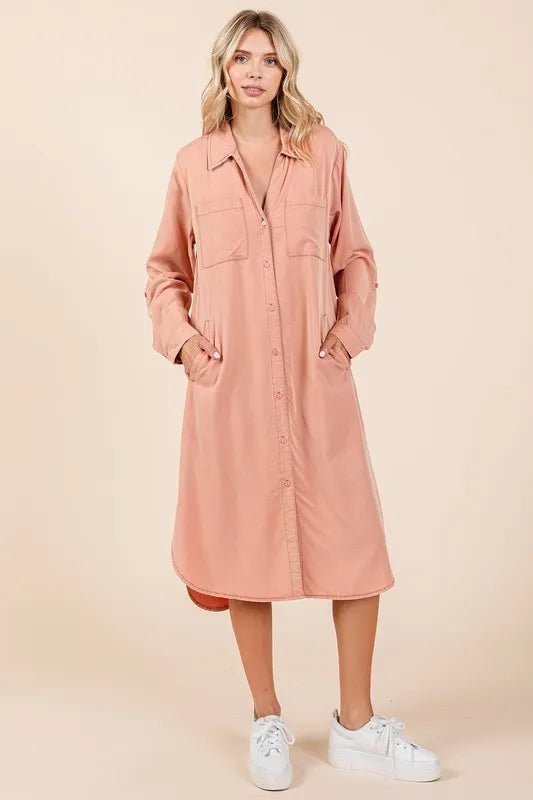 Mittoshop Button Down Long Sleeve Shirt Dress for Women - Love Salve