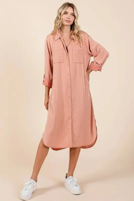 Mittoshop Button Down Long Sleeve Shirt Dress for Women - Love Salve
