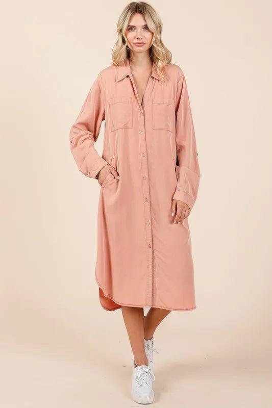 Mittoshop Button Down Long Sleeve Shirt Dress for Women - Love Salve