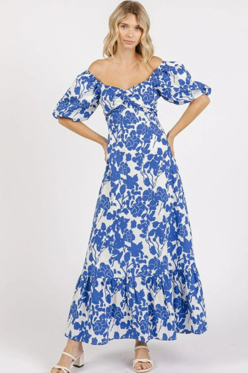 Mittoshop Cutout Back Floral Sweetheart Neck Dress - Love Salve