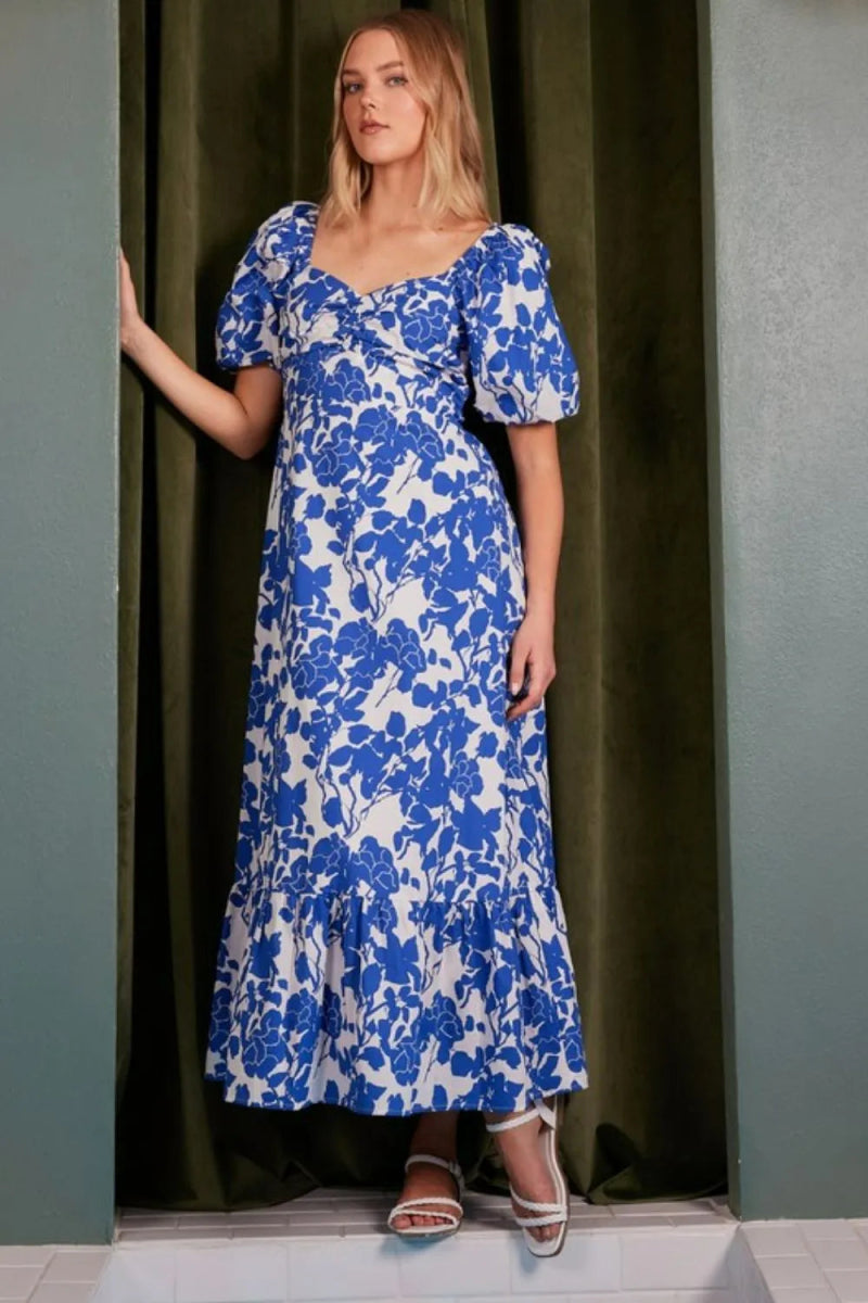 Mittoshop Cutout Back Floral Sweetheart Neck Dress - Love Salve
