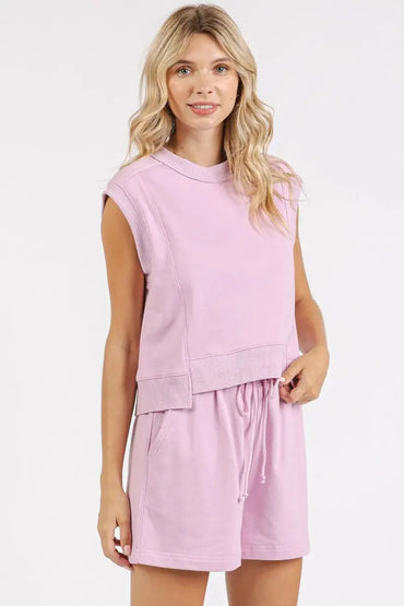 Mittoshop French Terry Crew Neck Top and Shorts Set - Love Salve