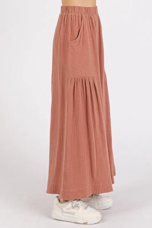 Mittoshop Gauze Elastic Waist Pleated Wide Leg Pants Women - Love Salve