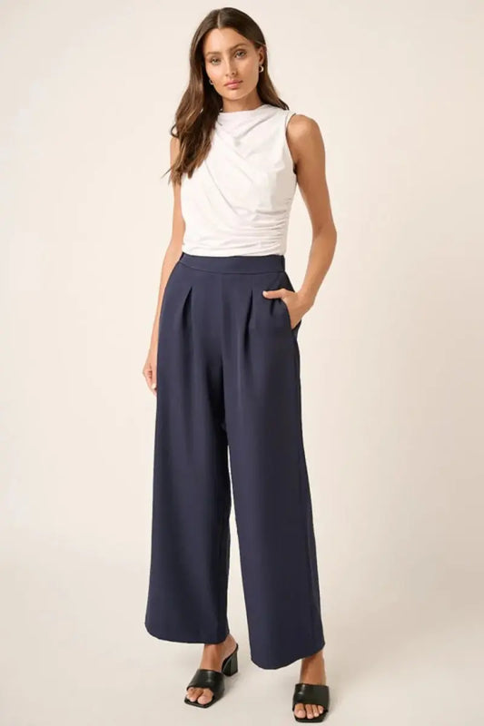 Mittoshop Inverted Pleat Detail Wide Leg Pants for Women - Love Salve