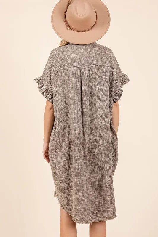 Mittoshop Mineral Wash Cotton Gauze Mini Shirt Dress - Love Salve