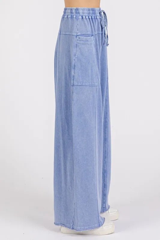 Mittoshop Mineral Wash Elastic Waist Barrel Leg Baggy Pants - Love Salve
