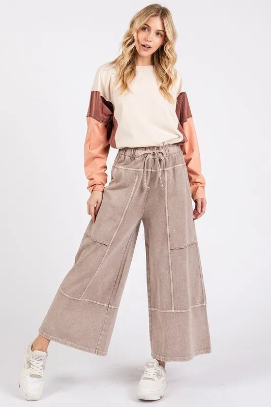 Mittoshop Mineral Wash Seam French Terry Wide Leg Pants - Love Salve
