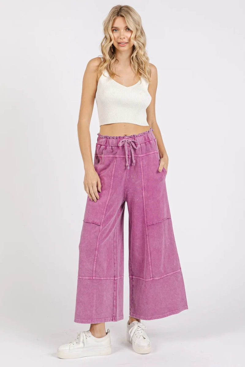 Mittoshop Mineral Wash Seam French Terry Wide Leg Pants - Love Salve