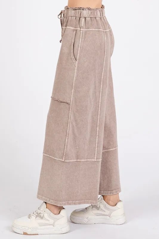 Mittoshop Mineral Wash Seam French Terry Wide Leg Pants - Love Salve
