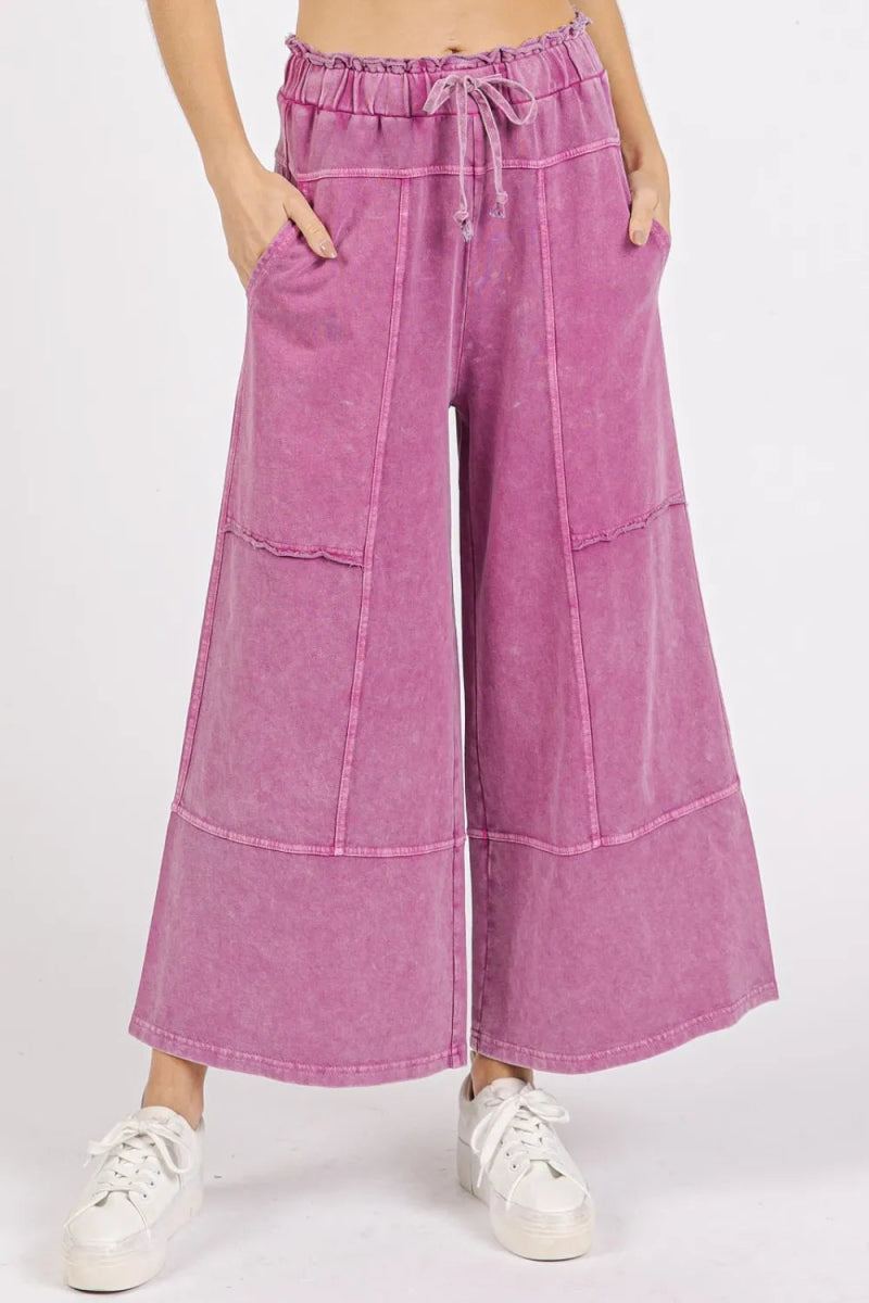 Mittoshop Mineral Wash Seam French Terry Wide Leg Pants - Love Salve