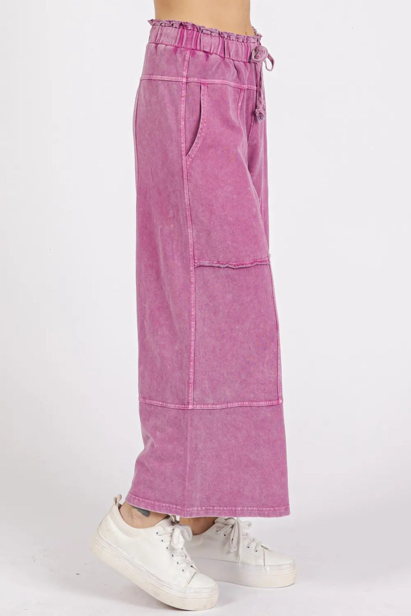 Mittoshop Mineral Wash Seam French Terry Wide Leg Pants - Love Salve