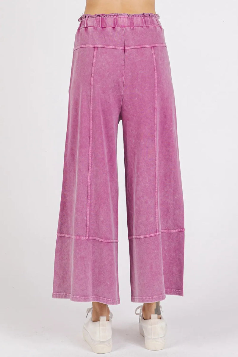 Mittoshop Mineral Wash Seam French Terry Wide Leg Pants - Love Salve