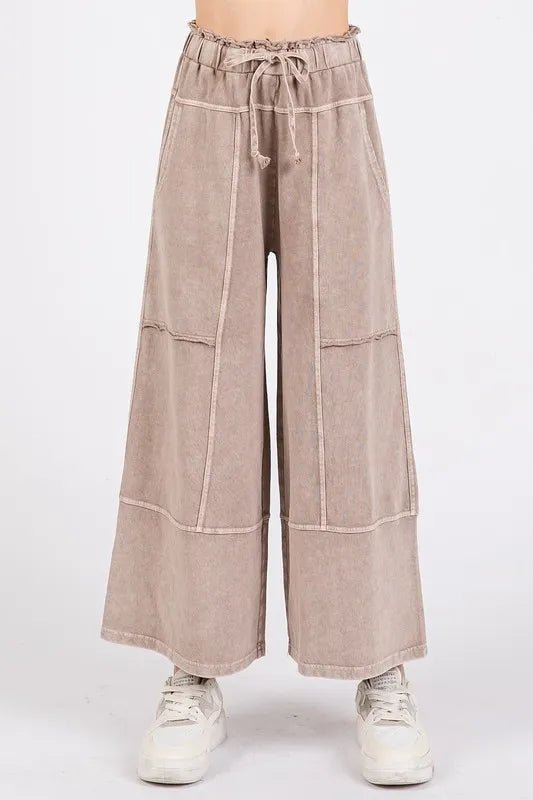 Mittoshop Mineral Wash Seam French Terry Wide Leg Pants - Love Salve