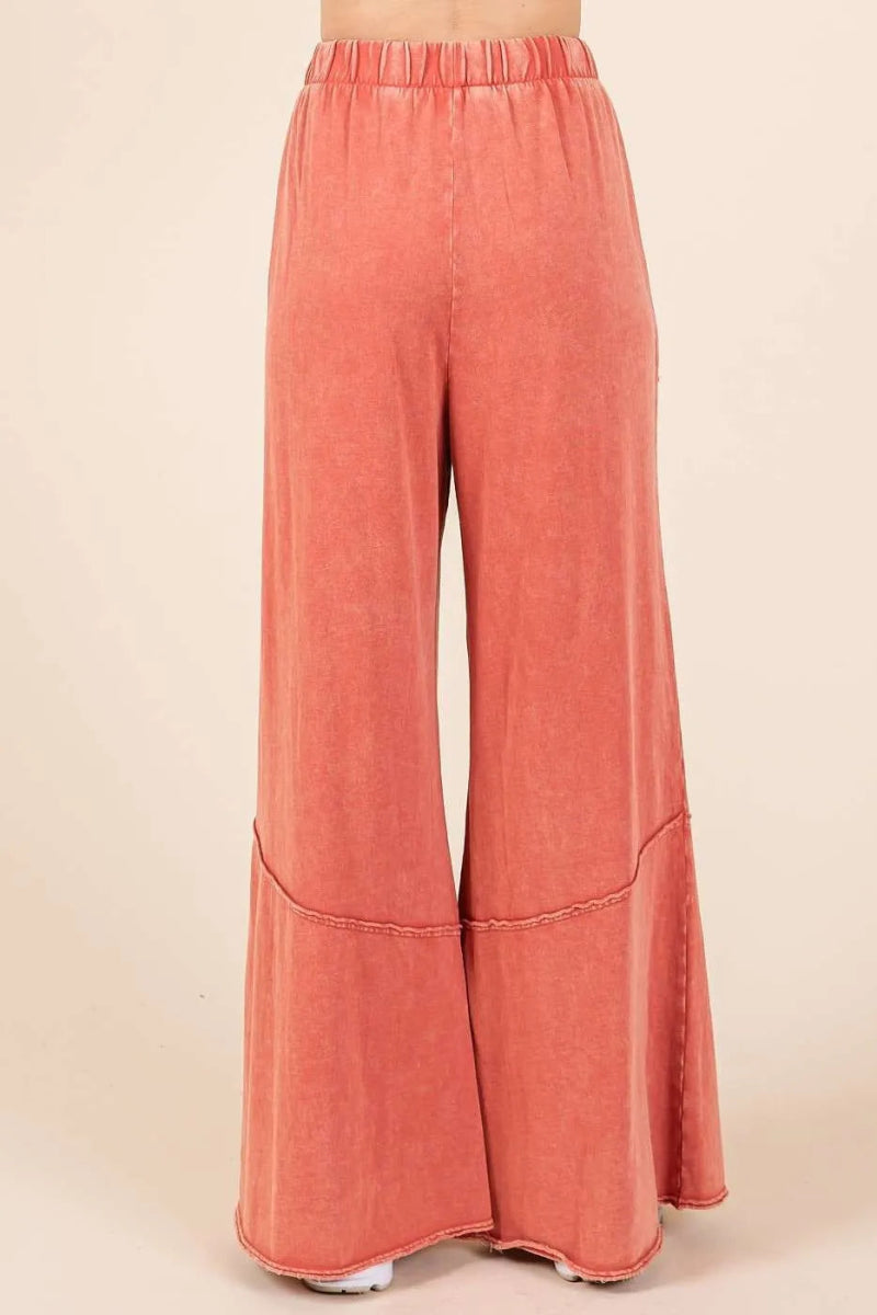 Mittoshop Mineral Wash Wide Flared Leg Pants for Women - Love Salve
