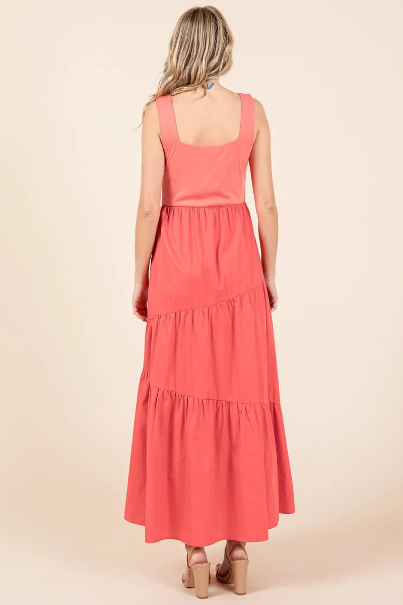 Mittoshop Mix Media Square Neck Maxi Dress for Women - Love Salve