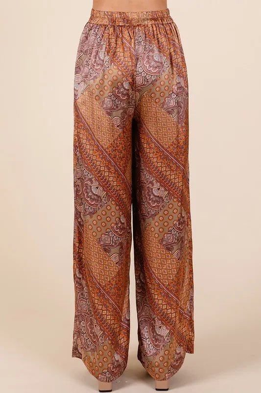 Mittoshop Paisley Patchwork Print Satin Wide Leg Pants - Love Salve