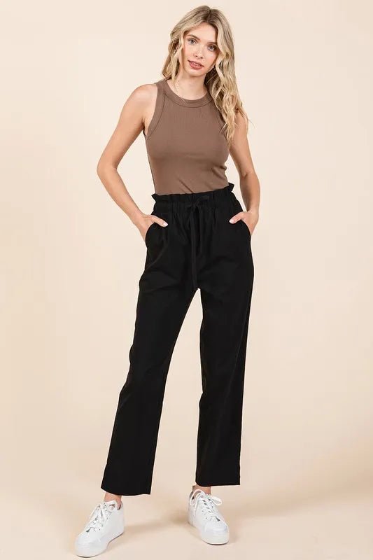 Mittoshop Paperbag Waist Tapered Straight Pants for Women - Love Salve