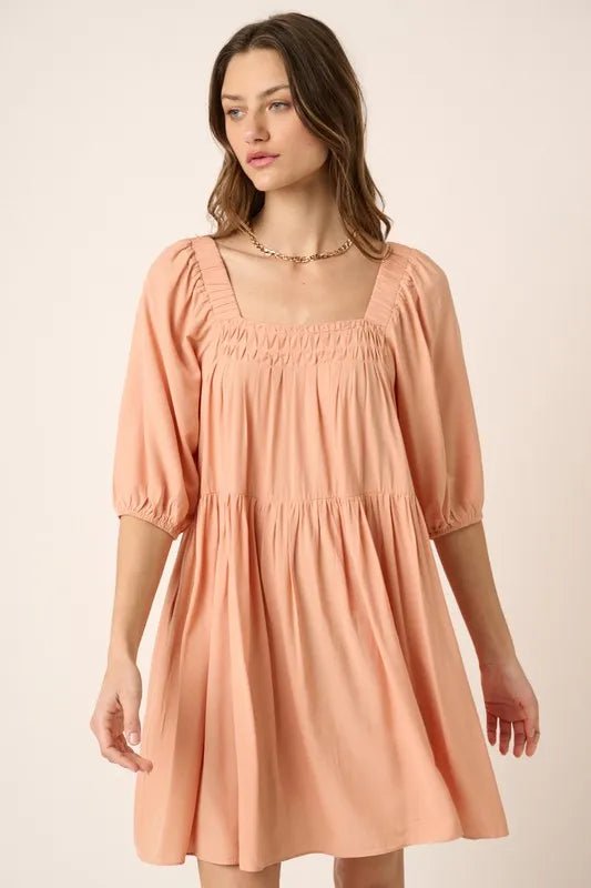 Mittoshop Pintuck Detail Tie Back Mini Dress for Women - Love Salve