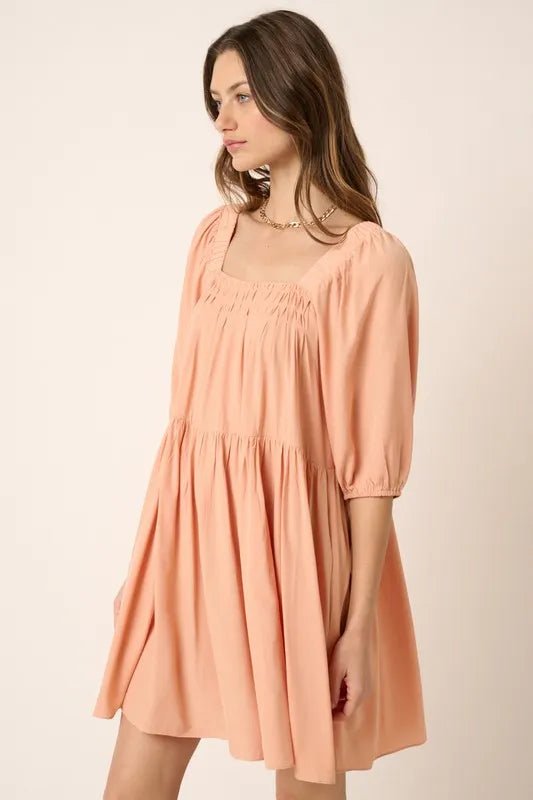Mittoshop Pintuck Detail Tie Back Mini Dress for Women - Love Salve