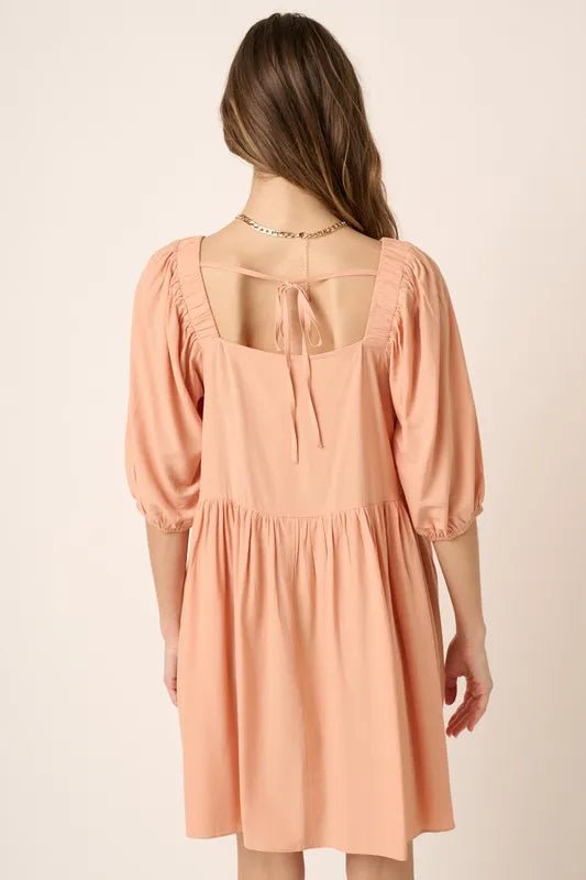 Mittoshop Pintuck Detail Tie Back Mini Dress for Women - Love Salve