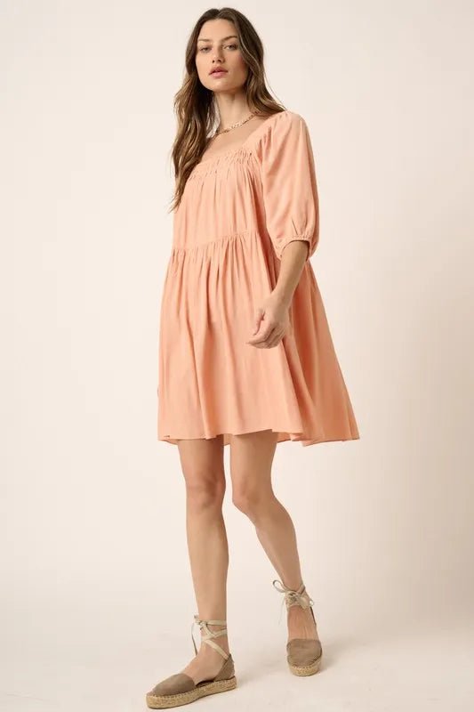 Mittoshop Pintuck Detail Tie Back Mini Dress for Women - Love Salve