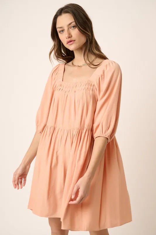 Mittoshop Pintuck Detail Tie Back Mini Dress for Women - Love Salve