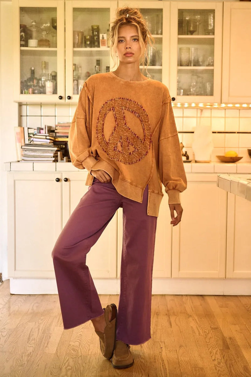 Mittoshop Twill High Waisted Button Fly Wide Leg Pants - Love Salve