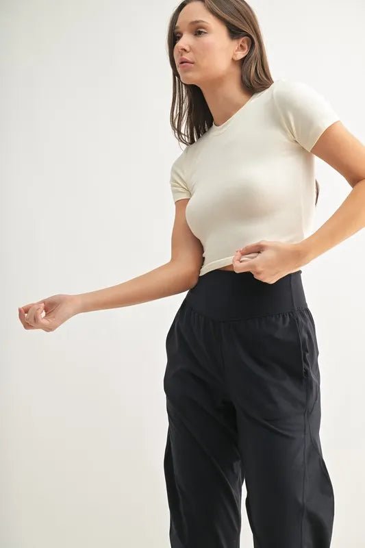 MONO B Essential Micro-ribbed Cropped Athleisure Tee For You - Love Salve