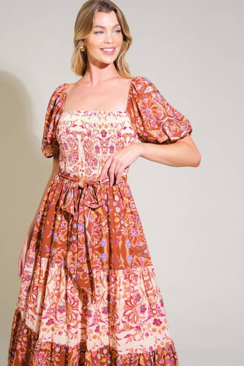 MUTED GARDEN WOVEN MIDI DRESS - Love Salve