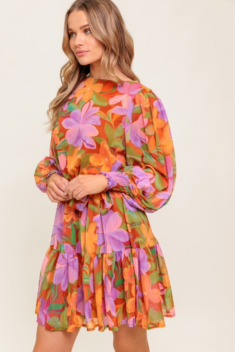 MUTED GARDEN WOVEN MINI DRESS - Love Salve