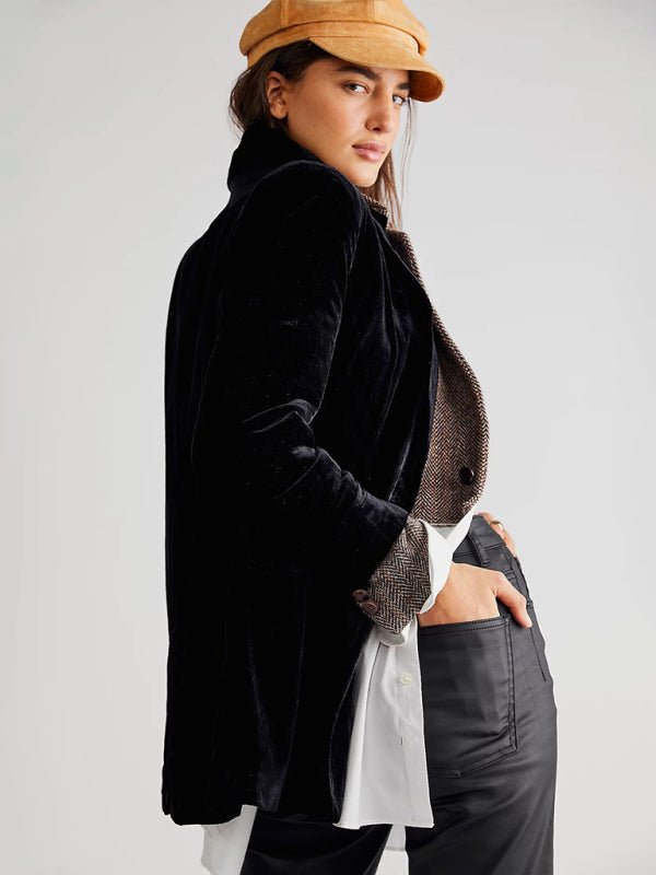New Golden Velvet Jacket Split Blazer for Stylish Autumn - Love Salve