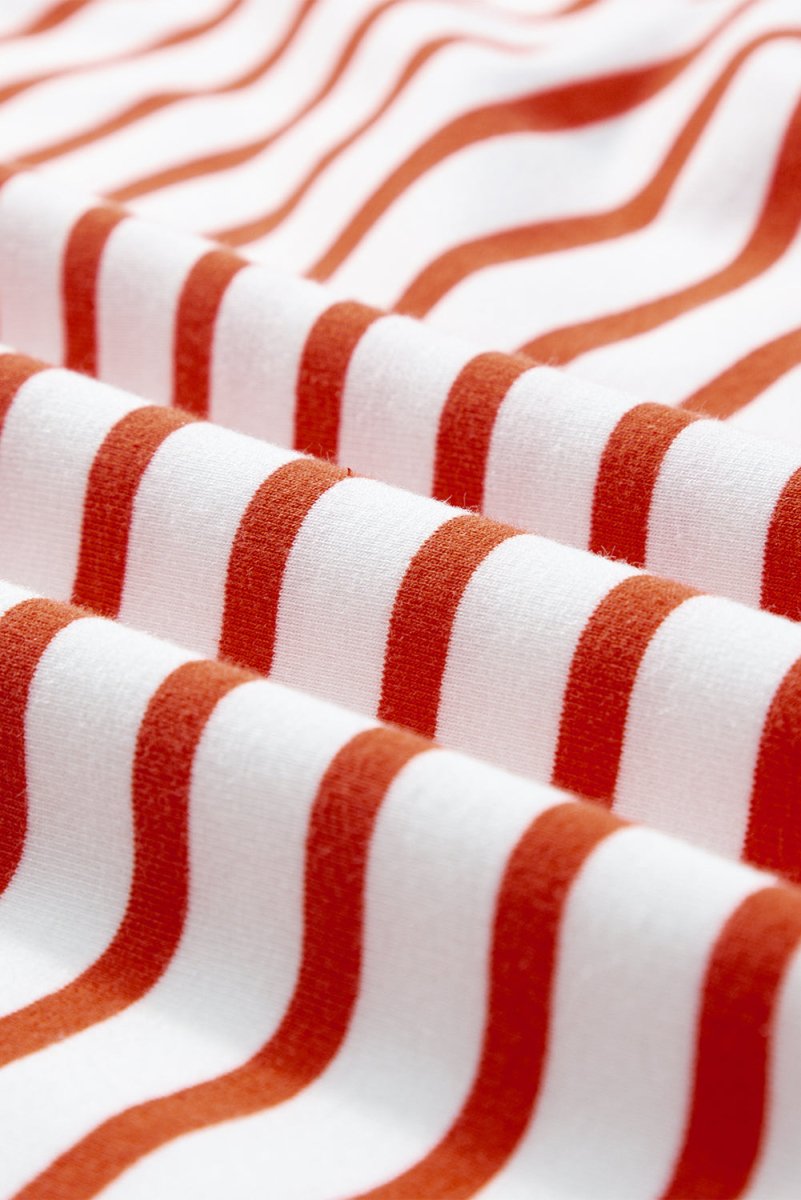 Orange Stripe Oversized Contrast Trim Exposed Seam T Shirt - Love Salve