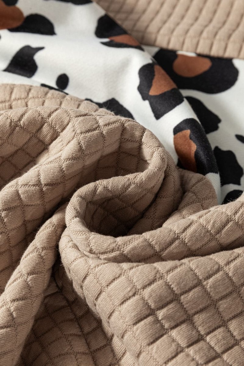 Parchment Leopard Quilted Patchwork Crew Neck Sweatshirt - Love Salve