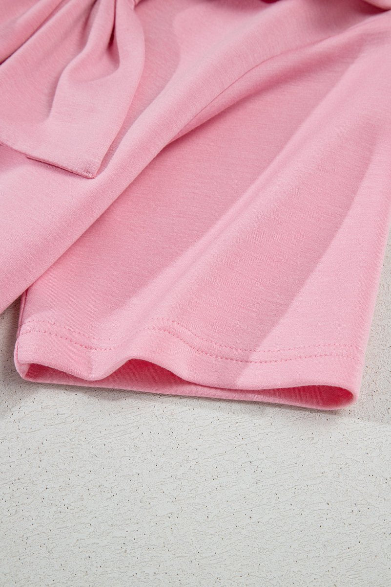 Pink Bow Applique Half Sleeve T-shirt for Stylish Looks - Love Salve