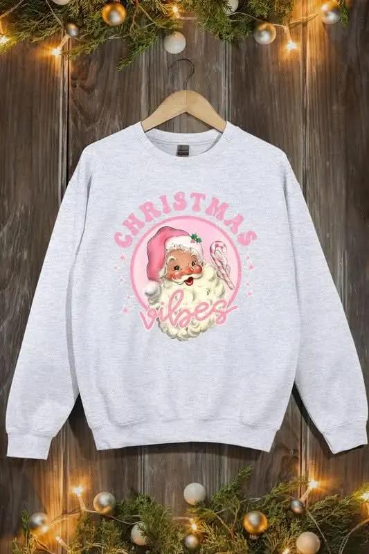 Pink Christmas Vibes Graphic Fleece Sweatshirts - Love Salve
