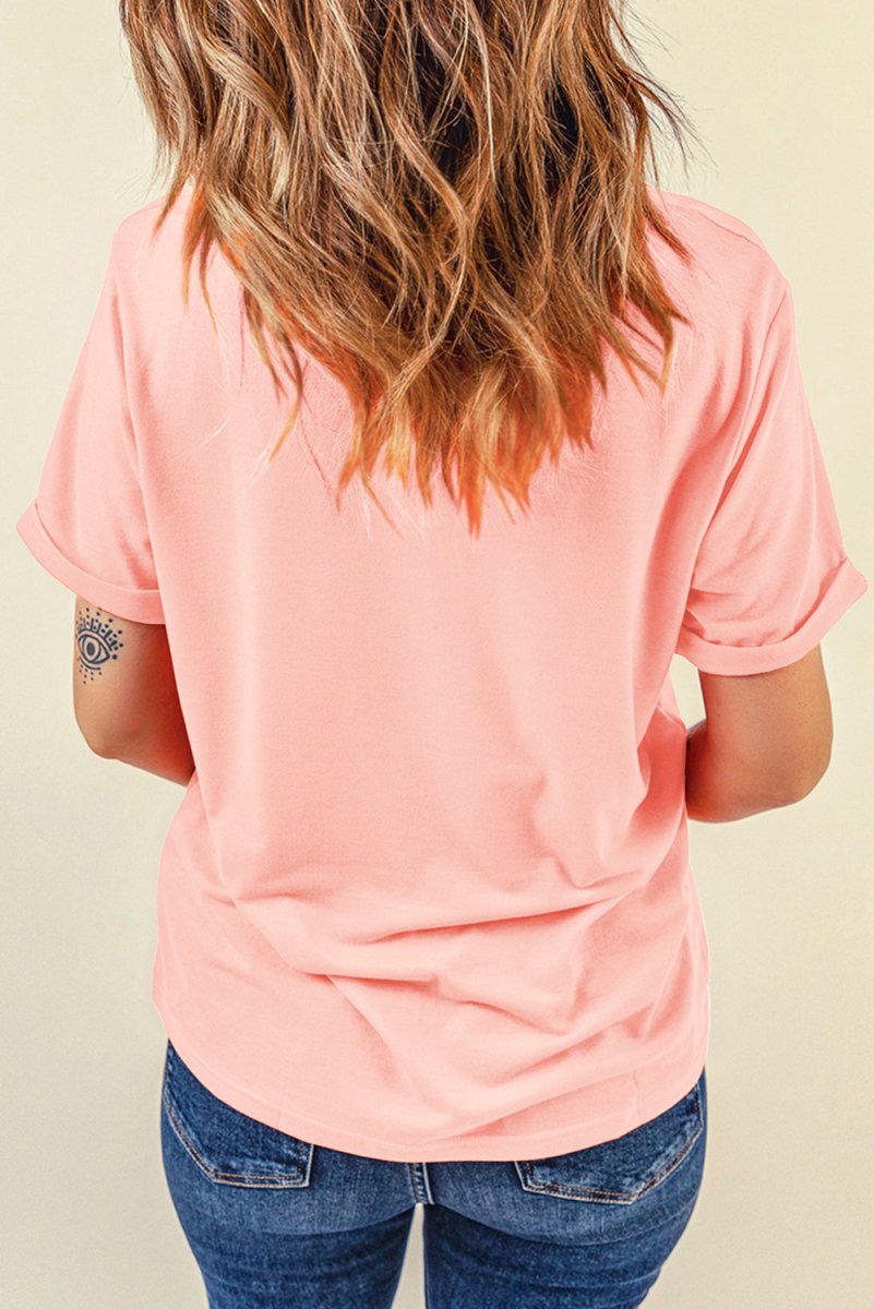 Pink He Is Risen Easter Bunny Leopard Cross Graphic Tee - Love Salve