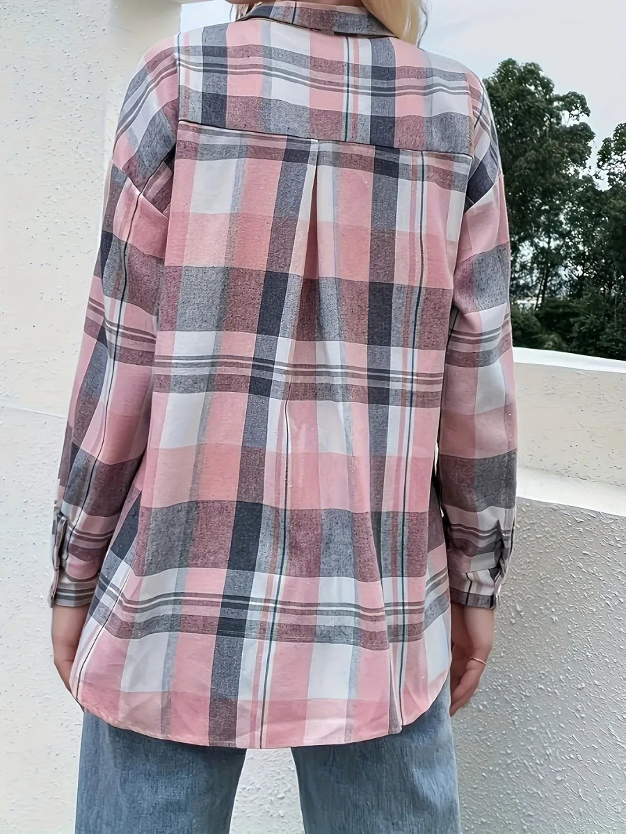 Plaid Button Up Long Sleeve Shirt - Love Salve