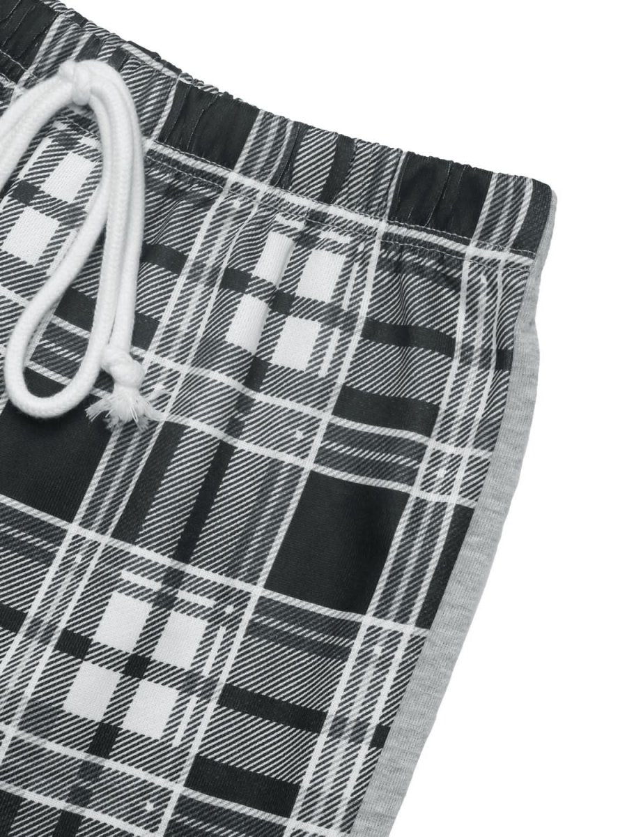 Plaid Wide Leg Drawstring Trousers by Perfee - Love Salve