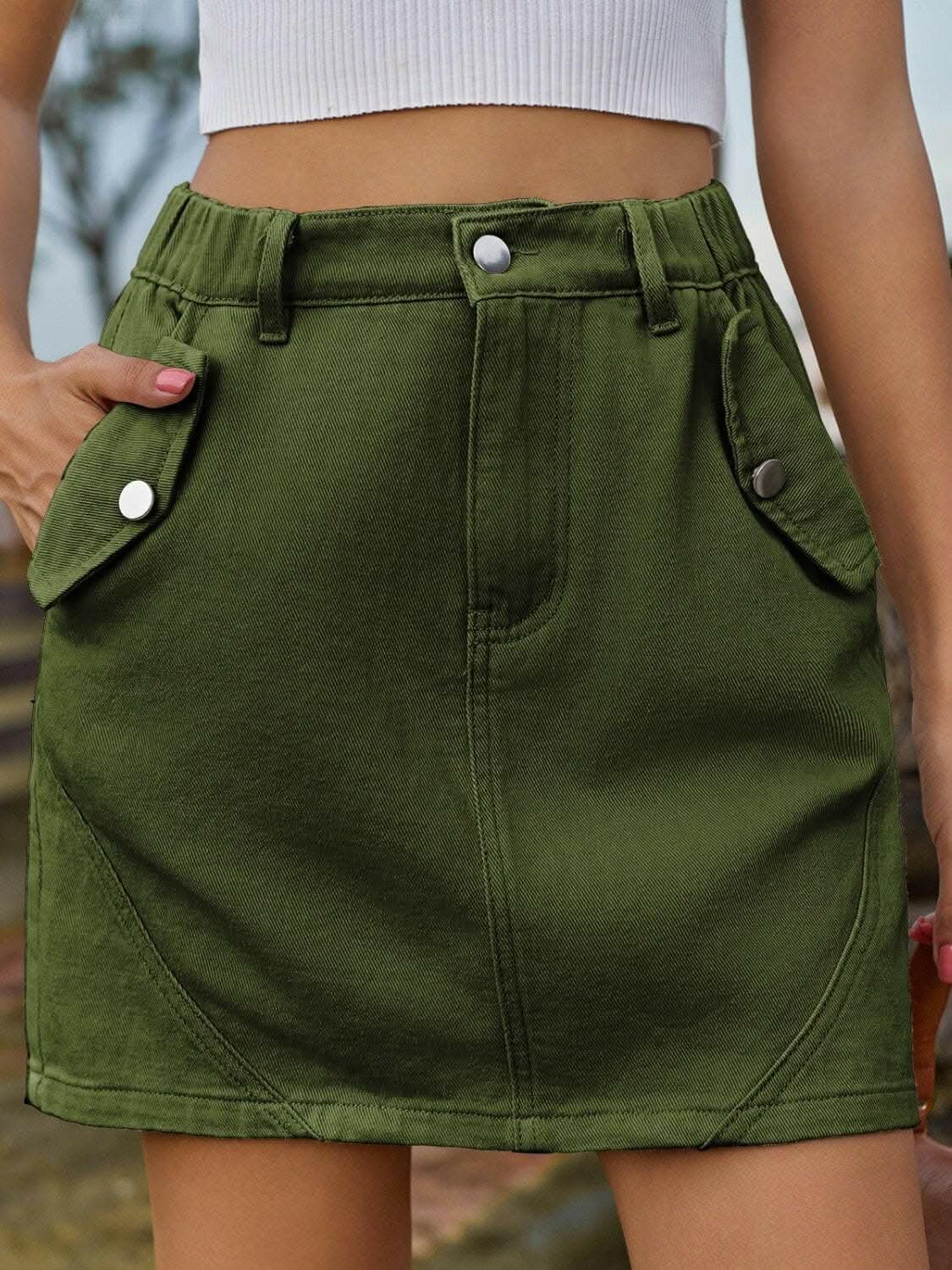 Chic denim mini skirt with pockets - Love Salve
