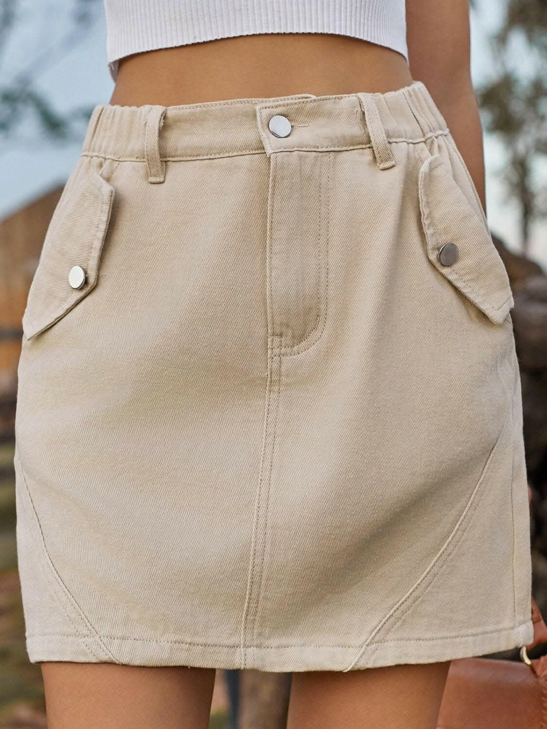Chic denim mini skirt with pockets - Love Salve
