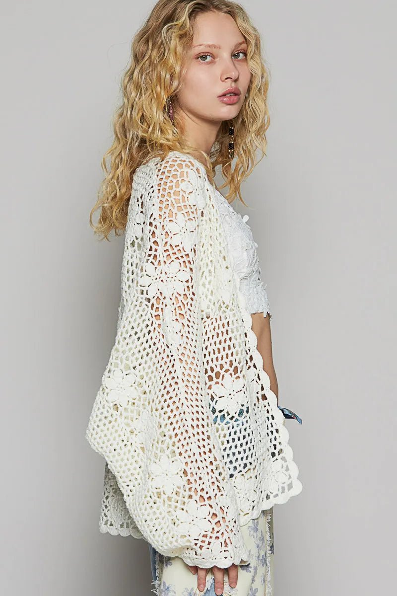 POL Crochet Open - Front Cardigan - Love Salve
