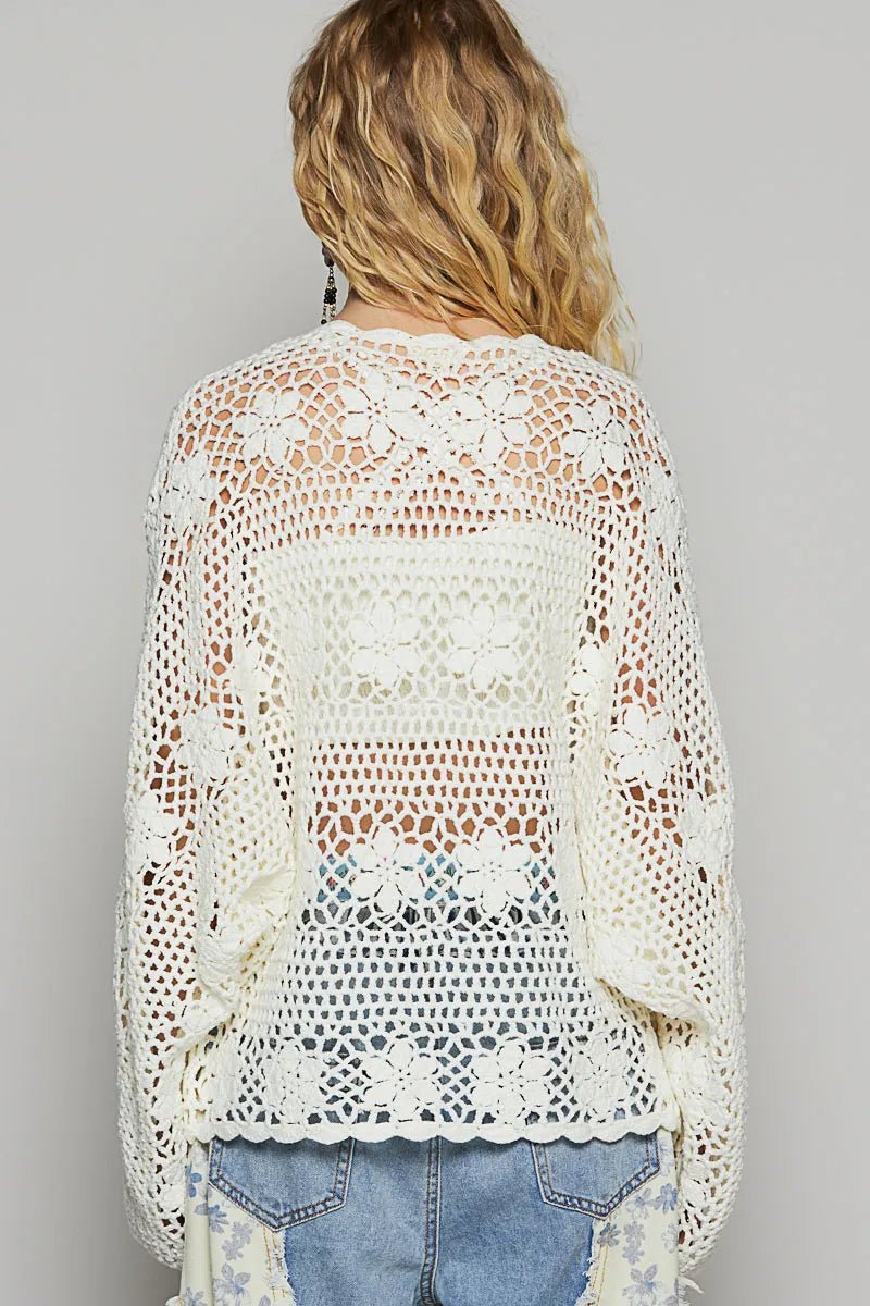 POL Crochet Open - Front Cardigan - Love Salve