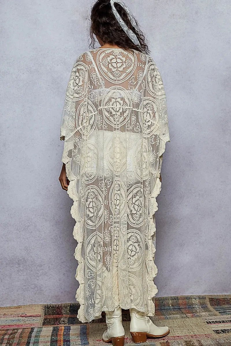 POL Lace Embroidered Beach Cover Up Kaftan - Love Salve