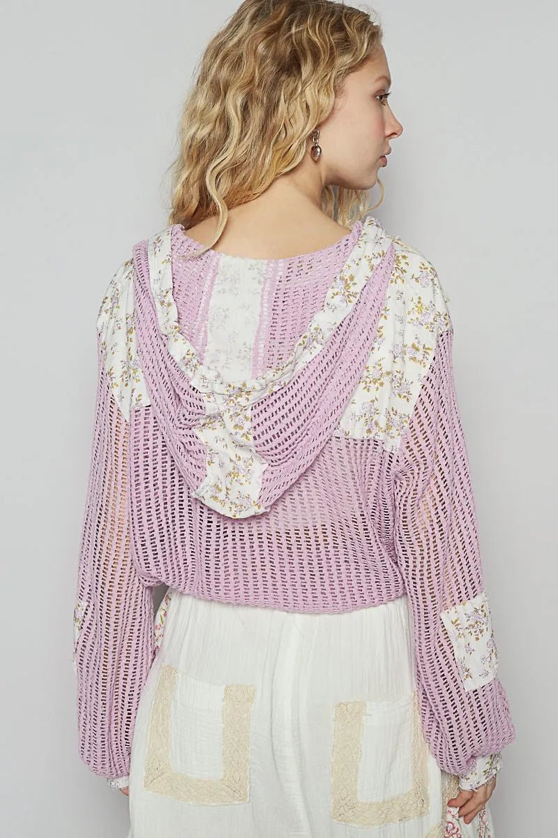 POL Vintage Washed Crochet Hoodie Jacket With Patchwork - Love Salve