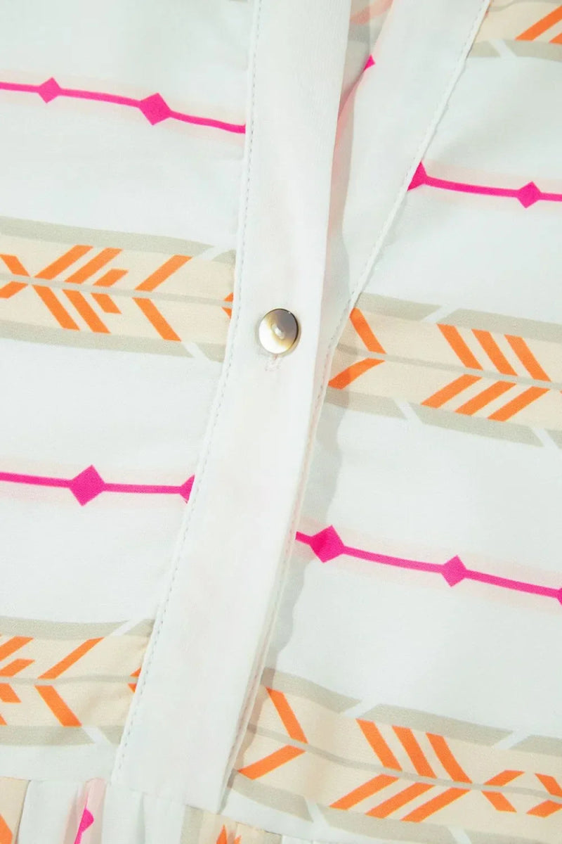 Printed Ruffled Notched Loose Dress for Effortless Style - Love Salve