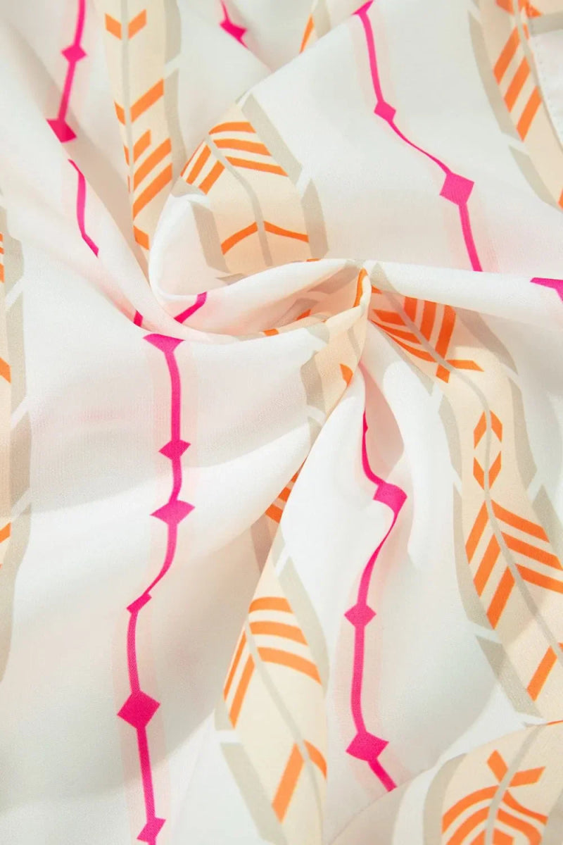 Printed Ruffled Notched Loose Dress for Effortless Style - Love Salve